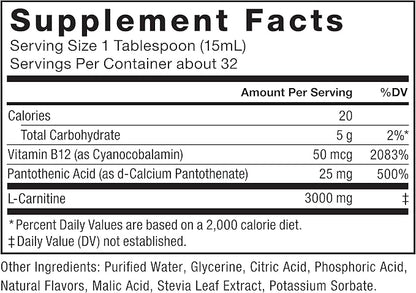 Force Factor L Carnitine Supplement, Liquid L-Carnitine 3000 mg to Help Turn Fat Into Energy, Support Muscle Recovery, and Boost Cellular Energy, Maximum Strength, Non-GMO, Orange Flavor, 16 Oz.