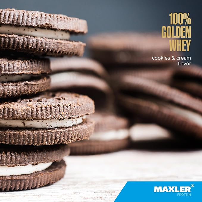 Maxler 100% Golden Whey Protein - 24g of Premium Whey Protein Powder per Serving - Pre, Post & Intra Workout - Fast-Absorbing Whey Hydrolysate, Isolate & Concentrate Blend - Cookies & Cream 5 lbs