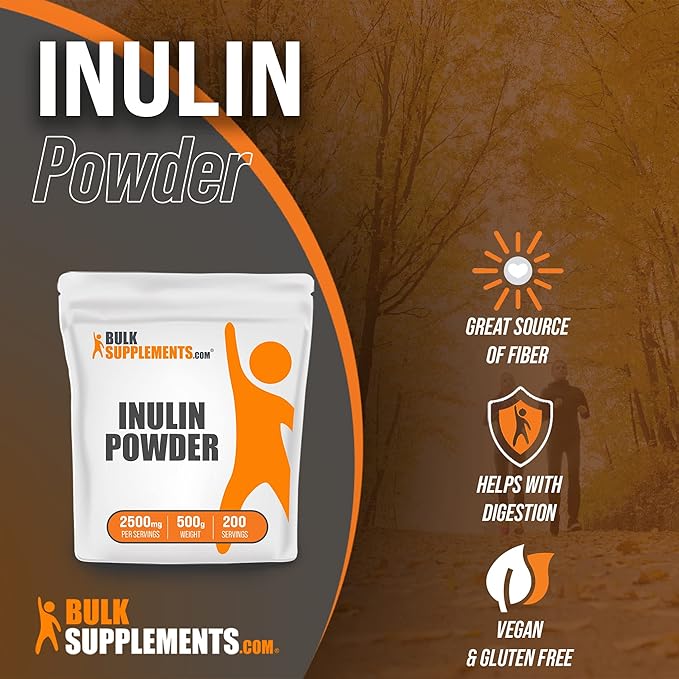 BulkSupplements.com Inulin Powder - Inulin Supplement, Soluble Fiber Powder - Vegan & Gluten Free, Inulin Fiber - 2500mg per Serving, 500g (1.1 lbs) (Pack of 1)