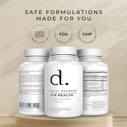 Eye Health Supplements for Adults - Eye Vitamins for Vision Care with Vitamin A, Zinc, Lutein, Milk Thistle, & Taurine - Vegan Dietary Supplements for Women & Men, 60 Capsules