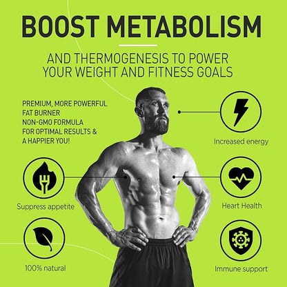 Premium Green Tea Extract Fat Burner Supplement EGCG-Natural Appetite Suppressant-Healthy Weight Loss Diet Pills That Work Fast for Women and Men-Detox Metabolism Booster to Burn Belly Fat Fast-2 pack