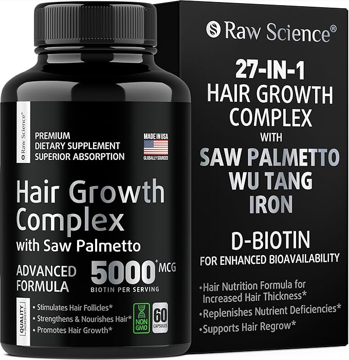 DHT Blocker Hair Growth Pills - Hair Growth Vitamins: Saw Palmetto for Men & Women with Iron, Stinging Nettle - Hair Supplements for Hair Growth & Regrow - Hair Loss Biotin Supplement - 60 Capsules
