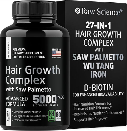 DHT Blocker Hair Growth Pills - Hair Growth Vitamins: Saw Palmetto for Men & Women with Iron, Stinging Nettle - Hair Supplements for Hair Growth & Regrow - Hair Loss Biotin Supplement - 60 Capsules
