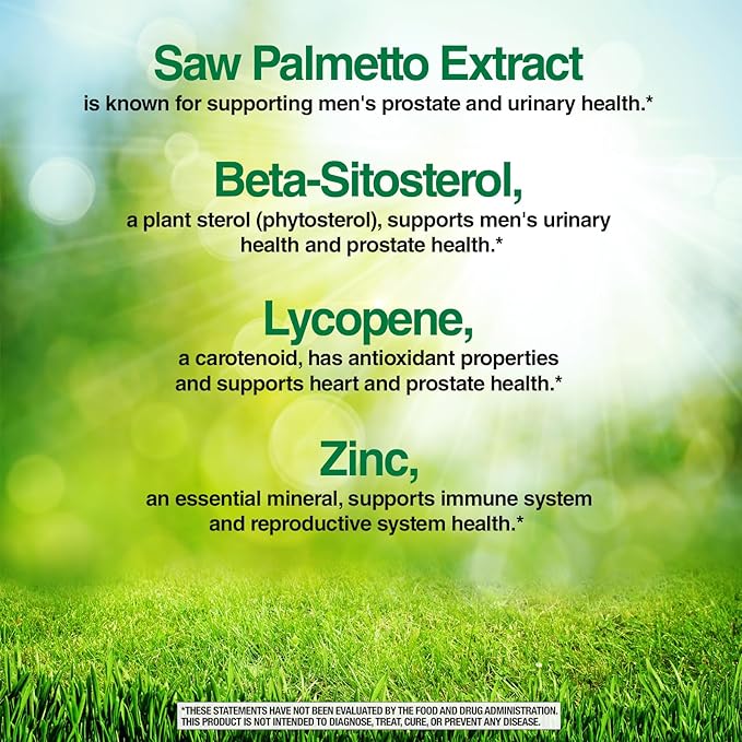 Nature's Wonder Men's Prostate Formula with Saw Palmetto, Beta-Sitosterol & Lycopene, 200 Softgels, 100 Days Supply