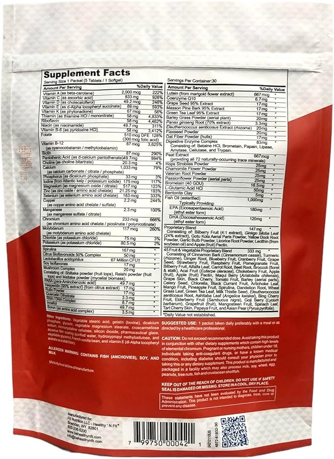 Healthy 'N Fit NUTRI Pack - 30 Day Pkt -One Pack Daily, Multivitamin All-in-One Packets