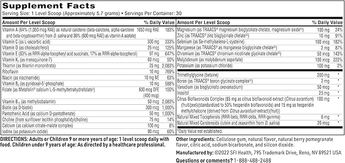 Klaire Labs VitaSpectrum Powder - Children's Multivitamin/Mineral with 23 Essential Nutrients in Berry-Pomegranate for Kids, No Copper, Iron, Gluten or Casein (30 Servings, 171 Grams)