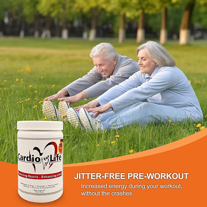 Cardio for Life L-Arginine Powder 16oz - Orange Natural Nitric Oxide Supplement Cardiovascular Increase Energy