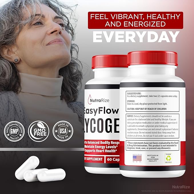 Easy Flow Glycogen, EasyFlow Glycogen Support Capsules, Easy Flow Glyco Optimizer, Official EasyFlow Glyco Optimiser Capsules, Easy Flow Detox Cleanse, Easy Flow Glycol (60 Capsules)