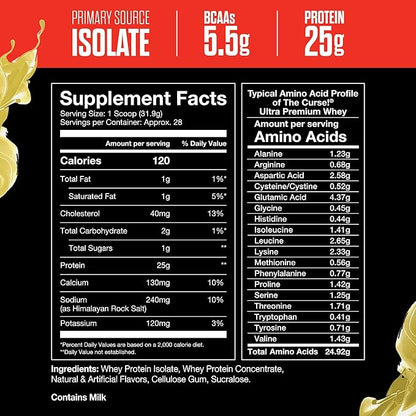 JNX SPORTS The Curse! Ultra Premium Whey Protein Powder Vanilla Bean 2lb | 25g Protein Per Serve, Primary Source Whey Isolate