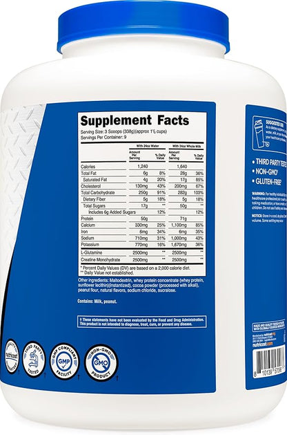 Nutricost Mass Gainer (Chocolate Peanut Butter Flavor, 6.7 LBS) 50 Grams of Protein Per Serving - Non-GMO