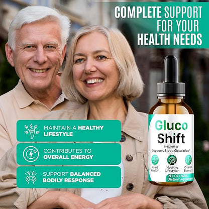 (2 Pack) Gluco Shift Drops - Our Innovative Natural Blood Support Formula, Official GlucoShift to Maintain Healthy and Stable Levels for Overall Wellness, Detox Cleanse Gotas Review (60 Servings)