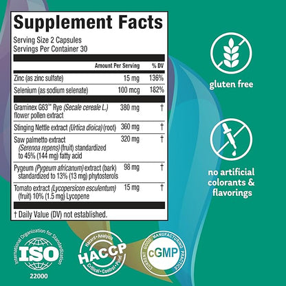 Elements Supreme Prostate, 60 Capsules (30 Day Supply), Advanced Prostate Support Supplement, Supports Healthy Urinary Flow and Function, Gluten Free