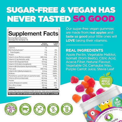 Nutracelle NUTRAMIN Sugar-Free, Allergen-Free 100% Vegan Gummy Multivitamins for Kids - Great Tasting Natural Gummies Your Kids Will Love - 90 Count Bottle