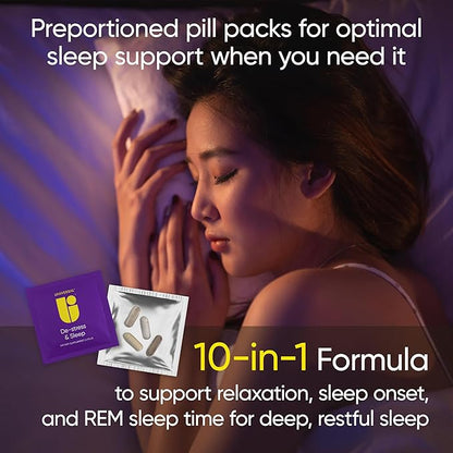 De-Stress & Sleep Daily Multivitamin Supplement, Relaxation, Sleep Onset, Vitamin C, B6, Magnesium, Ashwagandha, Melatonin, L-Theanine, Valerian Root, Zinc, Zylaria (30 Pack)