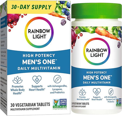 Rainbow Light Multivitamin for Men, Vitamin C, D & Zinc, Probiotics, Men's One Multivitamin Provides High Potency Immune Support, Non-GMO, Vegetarian, 30 Tablets