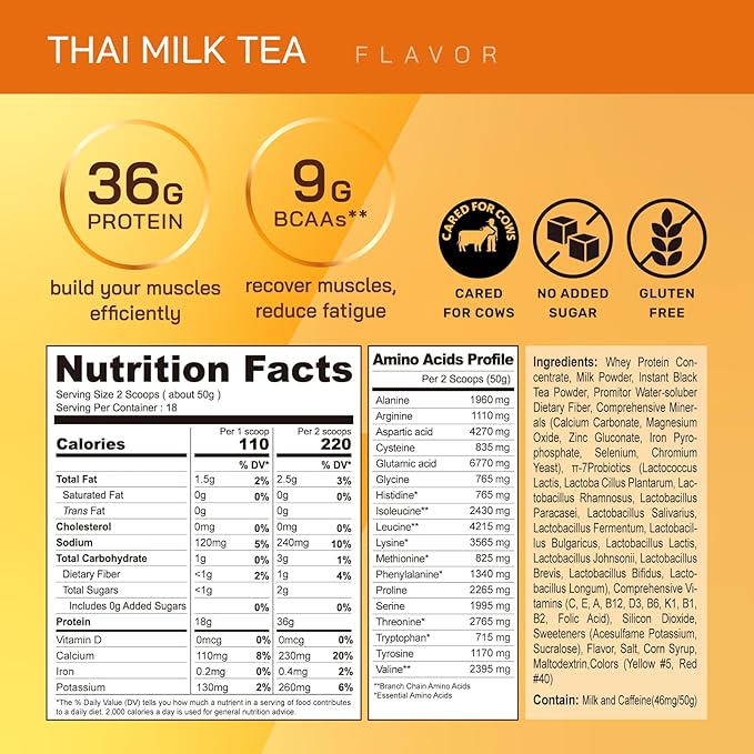 GOPOWER Whey Protein Powder, with BCAAs, Grass Fed Protein Powder, 2 Pound, 18 Servings