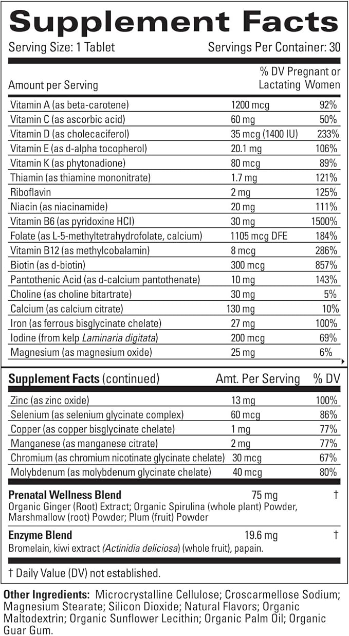 The Honest Company Love the Bump Prenatal Once Daily Supplement | NSF-Certified, Non-GMO | 30 Count Tablets