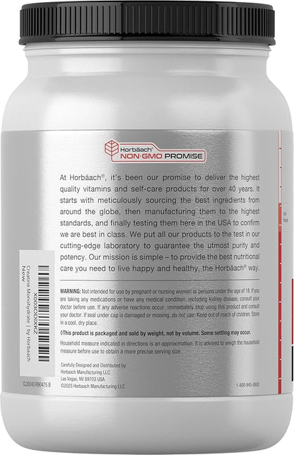 Horbäach Creatine Monohydrate Powder | 2.2lbs (35.2 oz) | Micronized and Unflavored | Vegetarian, Non-GMO, and Gluten Free Supplement