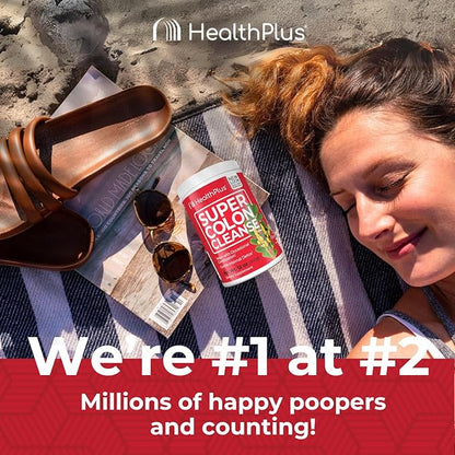 Health Plus Super Colon Cleanse, 12 oz Powder, 68 Servings - Natural Detox, Digestive Constipation Relief, Gentle Gut Cleanse with Psyllium Husk & Senna Leaf