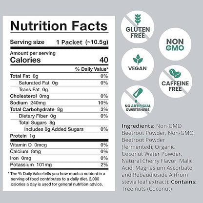 humanN SuperBeets Pre Workout Powder – Caffeine Free – Nitric Oxide Supplement – Creatine & Stimulant Free – Wild Cherry Flavor, 10 Count Packets