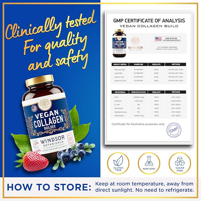 Plant-Based Collagen Booster - Vegan Collagen Supplements for Women and Men Smooth Wrinkles, Strengthen Skin, Hair, Nails, and Joints - 2-Pack - 60 Non-GMO, Gluten-Free Vegetarian Collagen Pills