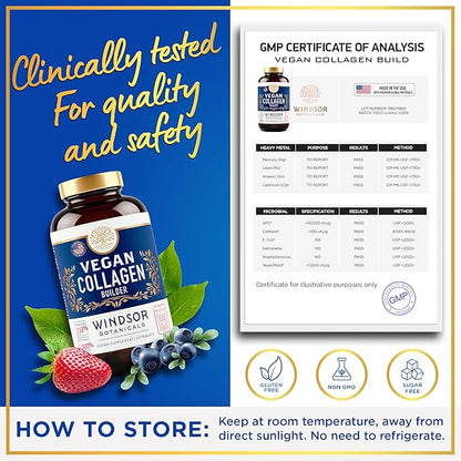 Plant-Based Collagen Booster - Vegan Collagen Supplements for Women and Men Smooth Wrinkles, Strengthen Skin, Hair, Nails, and Joints - 2-Pack - 60 Non-GMO, Gluten-Free Vegetarian Collagen Pills