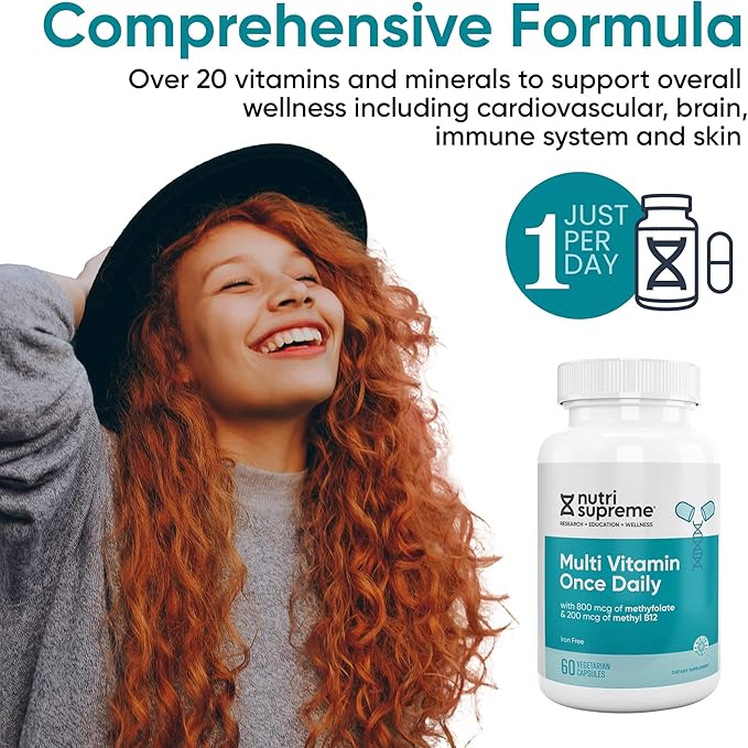 Nutri Supreme Multivitamin for Men and Women with Over 20 Vitamins and Minerals, Daily Nutritional Supplement for Immune Support, Kosher, Vegetarian, 60 Day Supply