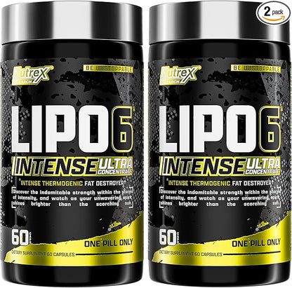 Nutrex Research Lipo-6 Black Intense Ultra Concentrate | Intense Thermogenic Fat Burner - Weight Loss Supplement | 60 Diet Pills (Pack of 2)