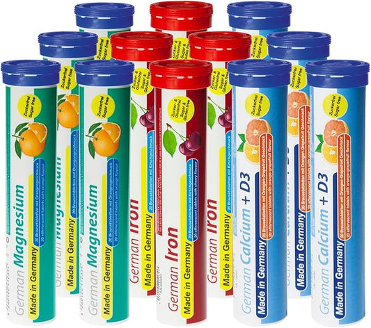 T&D German Mineral Plus Package 140 Servings - Vegan, Zero Sugar - Drink Effervescent Tablets - Iron, Calcium, Magnesium Pharma - Made in Germany