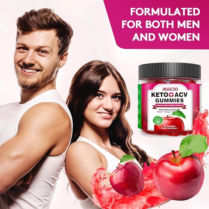 90 Count Sugar Free Keto ACV Gummies with B6 & B12-90 Count Sugar Free Keto ACV Gummies with 1500MG Apple Cider Vinegar, Sugar Free & Gluten Free - Made in USA