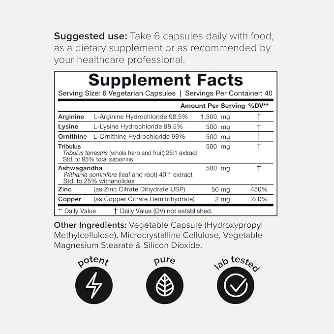 HGH Supplements for Men & Women (240 Count) 3,550mg+ Support Muscle Growth & Healthy Levels of Human Growth Hormone for Men, with High-Purity Arginine, Ornithine, Lysine, Tribulus, and Ashwagandha TQ