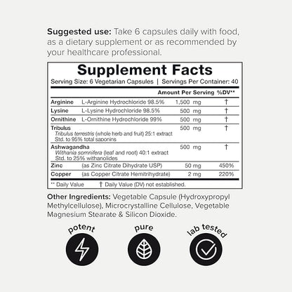 HGH Supplements for Men & Women (240 Count) 3,550mg+ Support Muscle Growth & Healthy Levels of Human Growth Hormone for Men, with High-Purity Arginine, Ornithine, Lysine, Tribulus, and Ashwagandha TQ