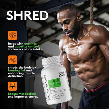 Youth & Tonic Sculpt Shred Cleanse Detox 3X Weight Loss Pills: Appetite Suppressant, Fat Burner, Energy Booster & Nighttime Cleanse for Diet – 120 Pills