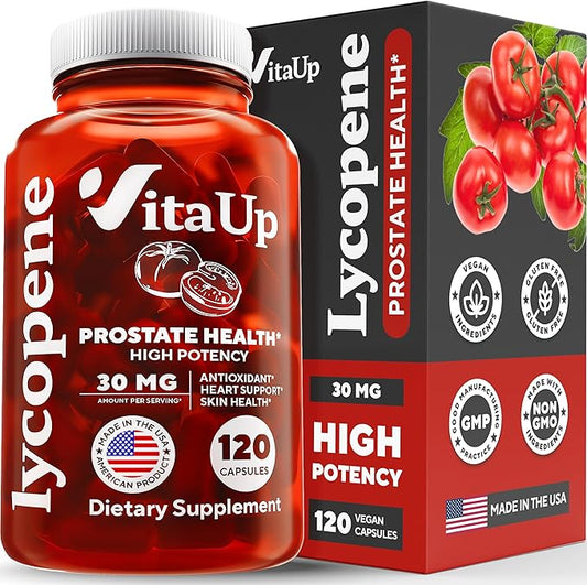 Lycopene Supplement - USA Made Lycopene 30mg - Lycopene Supplements for Men - Prostate Supplements for Men - Lycopene Supplements for Prostate Health, Heart Health & Immune Support - 120 Count