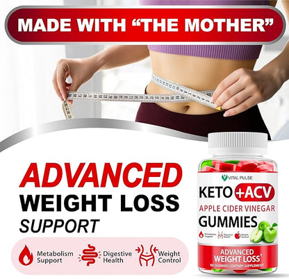Keto ACV Gummies Advanced Weight Loss - ACV Keto Gummies for Weight Loss Gummy Supplement for Women and Men - Detox - Apple Cider Vinegar - Apple Flavor