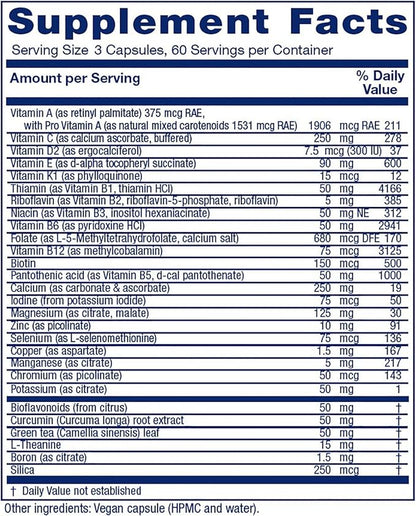 Vitanica - Mid-Life Symmetry, 50-65 High Potency Daily Multivitamin and Mineral, Vegan, 180 Capsules