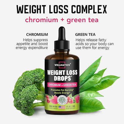 Advanced Weight Loss Liquid Drops – Made in USA - Metabolism Booster & Appetite Suppressant Diet Drops with Green Tea, Cinnamon Bark, Green Coffee, African Mango, Ginger Root & More - 1 Fl Oz
