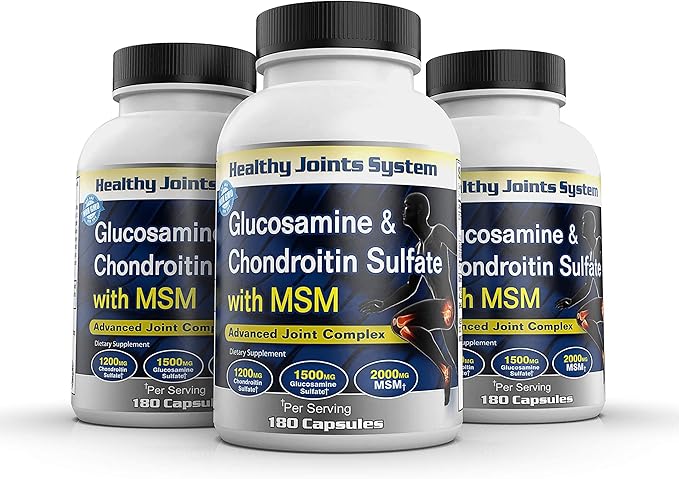 Glucosamine Chondroitin MSM (120 Capsules) Joint Supplements for Men & Women | Discomfort Easing Supplements for Back, Knee, Hands | Nutritional Supplements & Advanced Complex