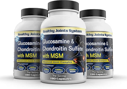 Glucosamine Chondroitin MSM (120 Capsules) Joint Supplements for Men & Women | Discomfort Easing Supplements for Back, Knee, Hands | Nutritional Supplements & Advanced Complex