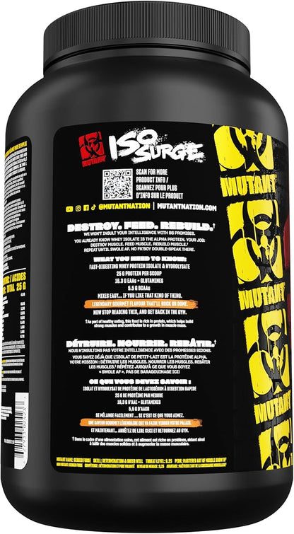 Mutant ISO Surge Whey Protein Isolate Powder Acts Fast to Help Recover, Build Muscle, Bulk and Strength, 1.6 lb (Peanut Butter Chocolate)
