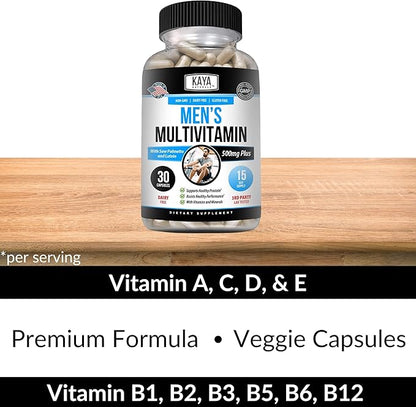 Kaya Naturals Multivitamin for Men - Men's Prostate Multivitamin - Multi Mineral Daily Supplement - Pills for Men - Supports Healthy Prostate - Vitaminas para Hombres - 30 Veggie Capsules