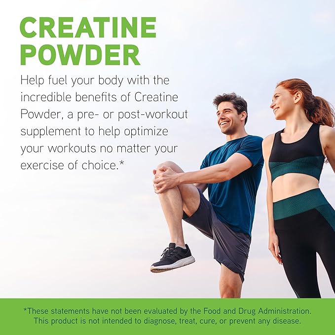 Creatine Powder - Amino Acid Drink Mix Powder for Muscle & Brain Health* - Vegetarian, Gluten-Free & Soy-Free - Unflavored, 90 Servings