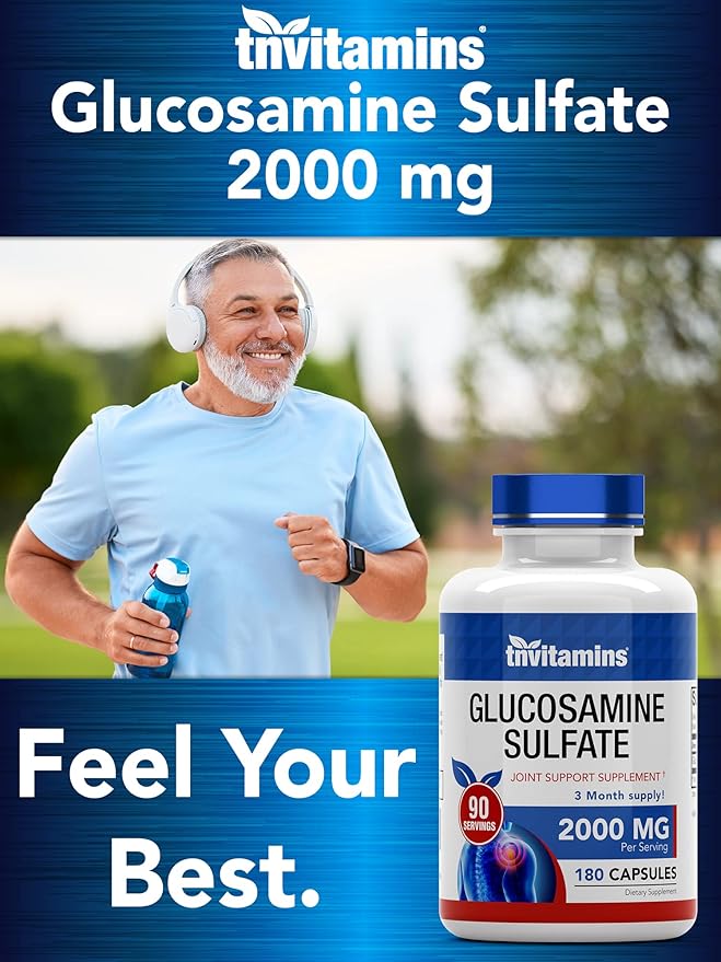 Glucosamine Sulfate Capsules 2000 MG (180 Count) | Joint Support* Supplement for Women & Men | Produced in The USA | Promotes Flexibility & Mobility
