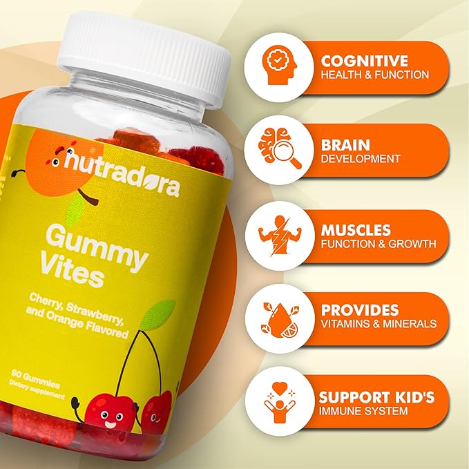 Kids Vitamin Gummies for Kids - Kids Multivitamin Gummies for Kids Immune Support, Muscle Function, & Cognitive Health, Gluten Free, Non-GMO, & Vegan Formula, Formulated in USA, Pack of 1