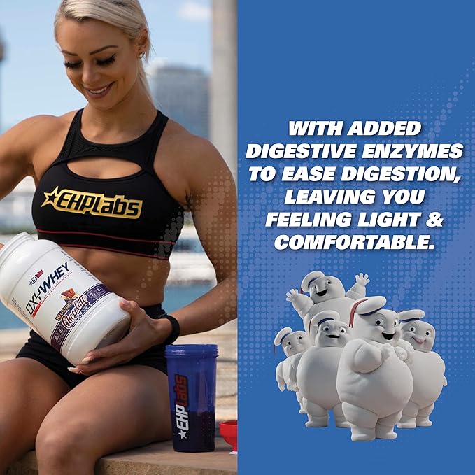 EHP Labs x Ghostbusters OxyWhey Whey Protein Isolate Powder - 25g of Whey Isolate Protein Powder, Meal Replacement Shake, Sugar Free Protein Powder - 25 Serves (Mini Pufts Marshmallow)