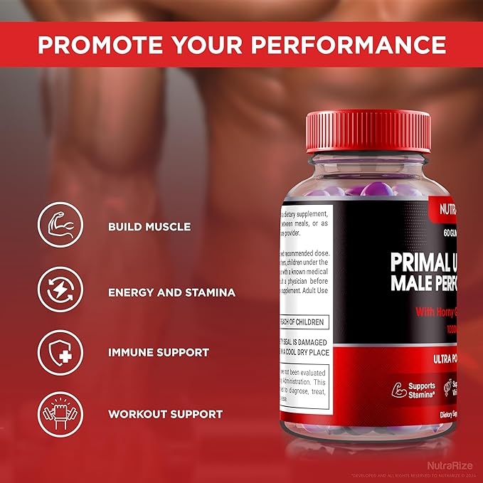 Primal Ultimate Gummies, Official PrimalUltimate Performance Supplement, The Key to Regain Confidence, Premium Gummy, Official Prime Ultimate Reviews (60 Gummies)