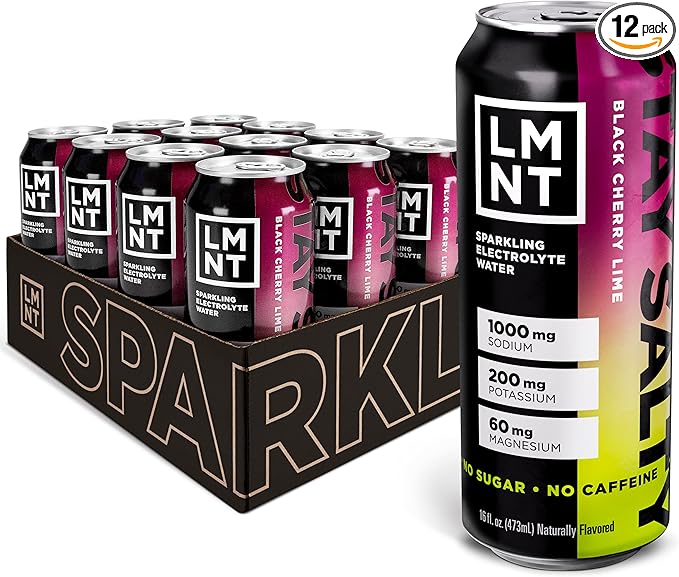 LMNT Sparkling Electrolyte Drink - Black Cherry Lime | 12-Count