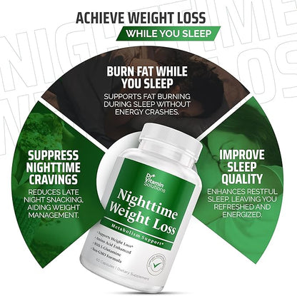 Dr Vitamin Nighttime Fat Burner Supplements - Appetite Suppressants for Weight Loss - Night-Time Fat Burner for Women and Men Supporting Sleep & Relaxation - Metabolism Booster Weight Loss Pills - 60