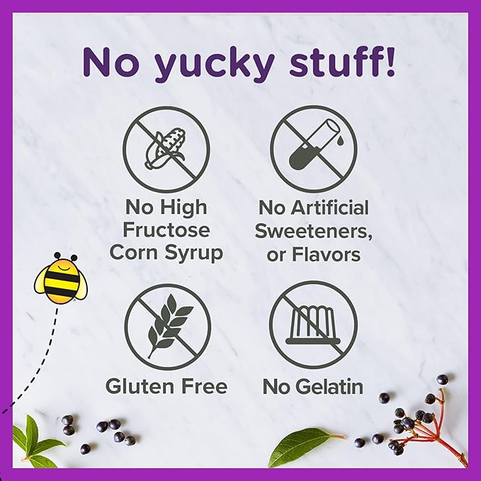 Zarbee's Elderberry Gummies for Kids with Vitamin C; Zinc & Elderberry; Daily Childrens Immune Support Vitamins Gummy for Children Ages 2 and Up; Natural Berry Flavor; 21 Count