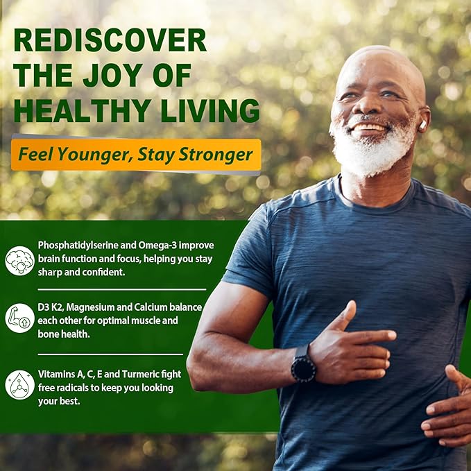 Multivitamin For Men 50 + Plus, Sugar Free Men Multivitamins Gummies w/Omega-3, Coq10, D3k2, Calcium, Magnesium, Zinc, Vitamins A, C & E, Mens Vitamins for 𝖧𝖾❤𝖱𝗍, Antioxidant, Brain, Bone, 60cts